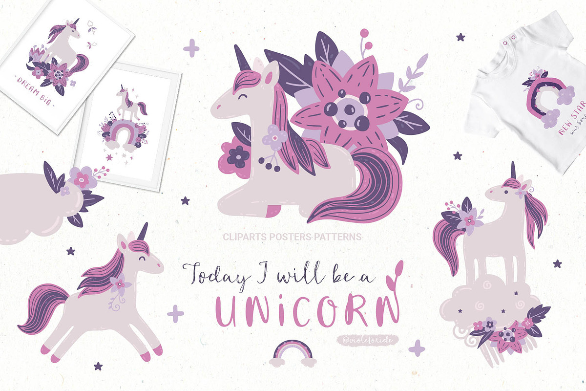 Unicorns & Flowers Collection, a Graphic by VioletOxide (Photo 1 of 10)