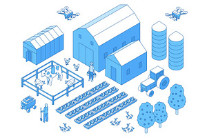 Isometric farm concept. Smart, an Illustration by Valerie Bodnar