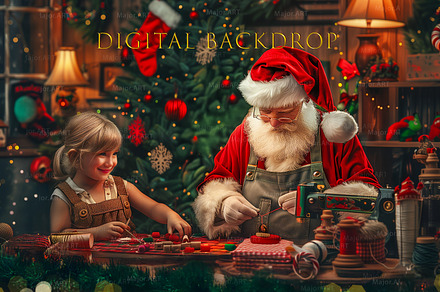 Santa,  Christmas Digital Backdrop