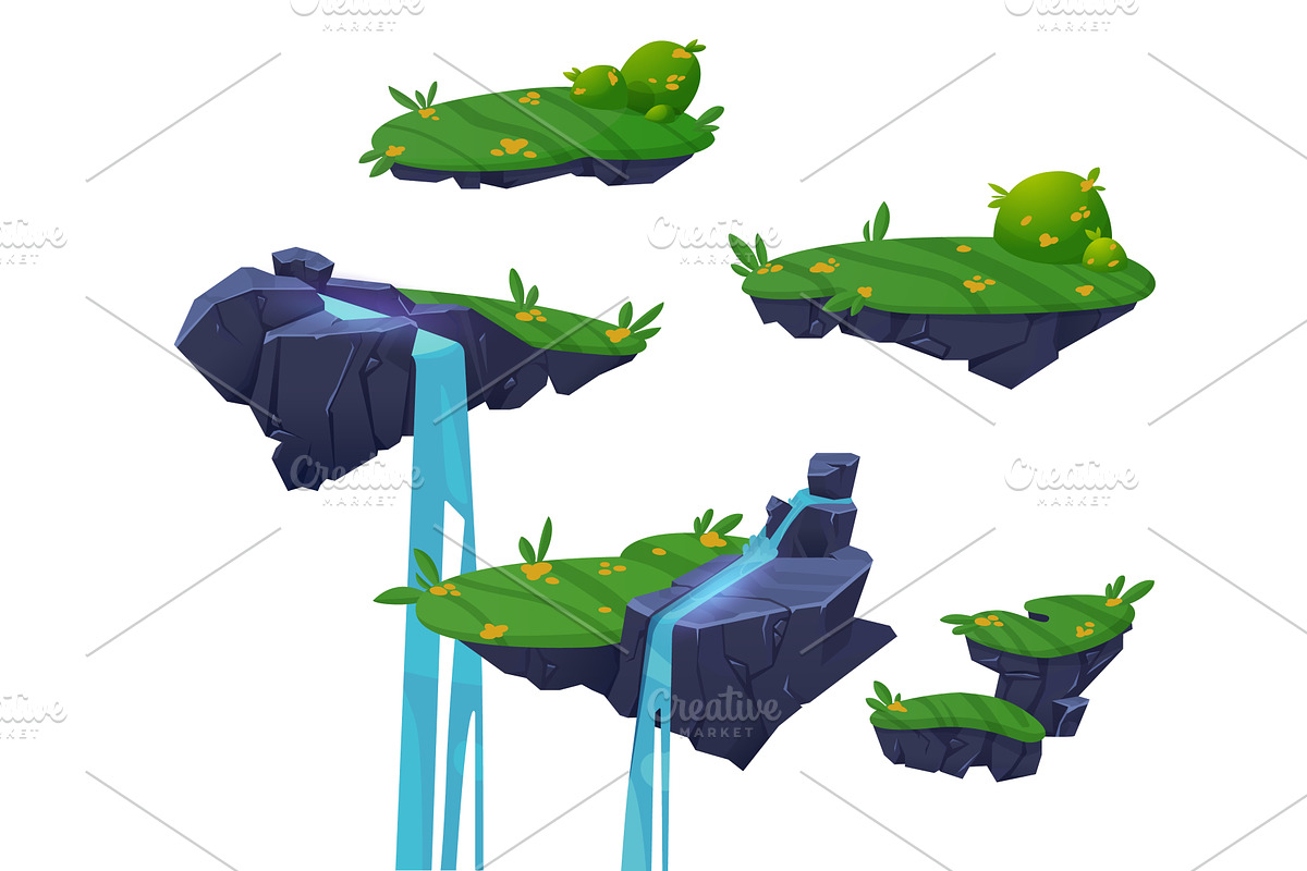 Game ui level map floating rocky, an Illustration by art PVP - market