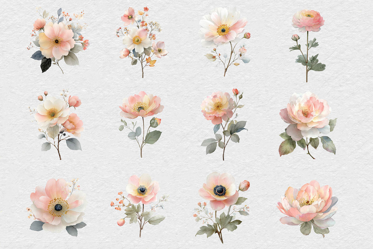 Romance Floral, Watercolor clipart, an Illustration by DreamCafeArt (Photo 5 of 6)