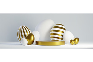 Round golden stage and Easter eggs, an Object Illustration by art PVP - market