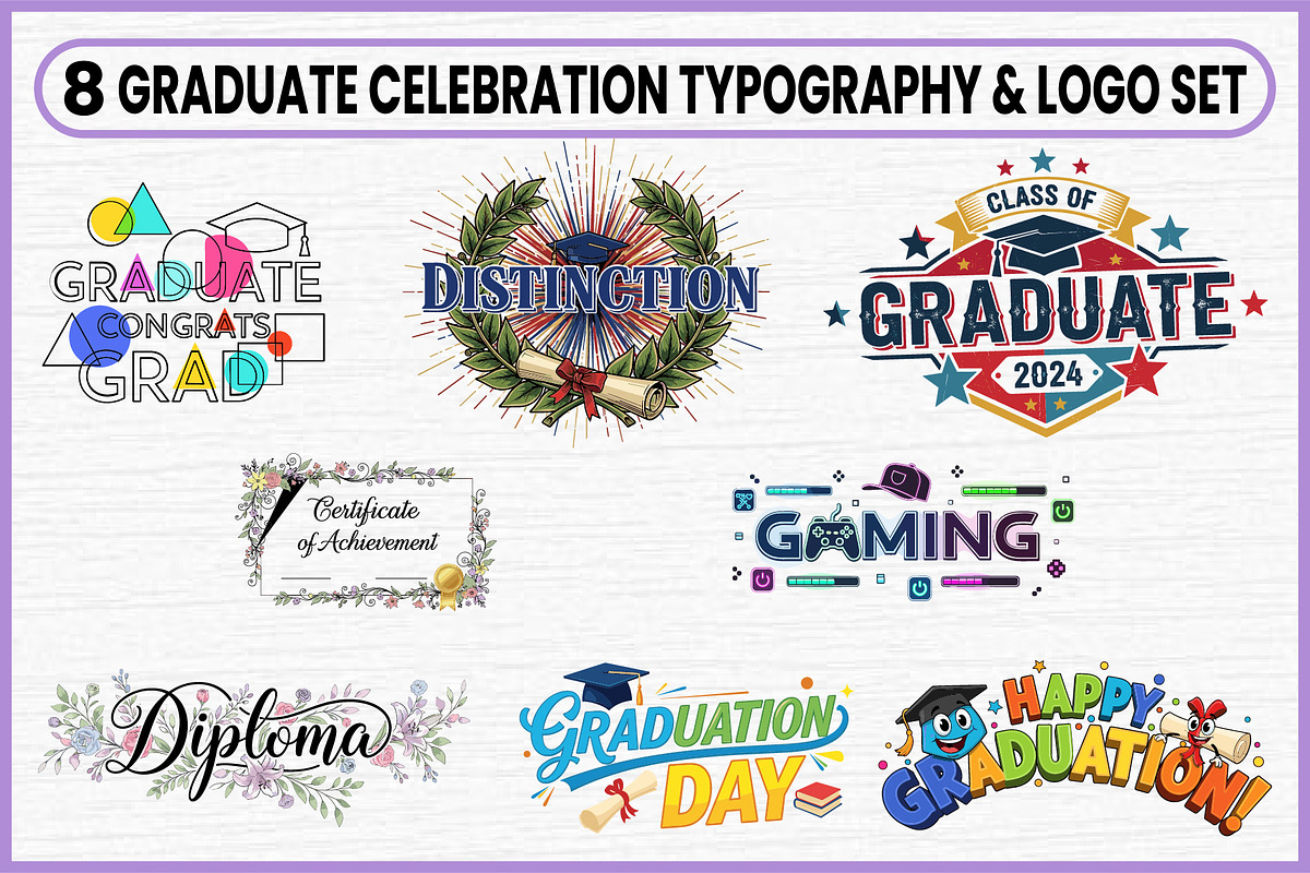 8 Graduate Celebration Logo SVG Bun, an Education Illustration by Artivon (Photo 1 of 9)