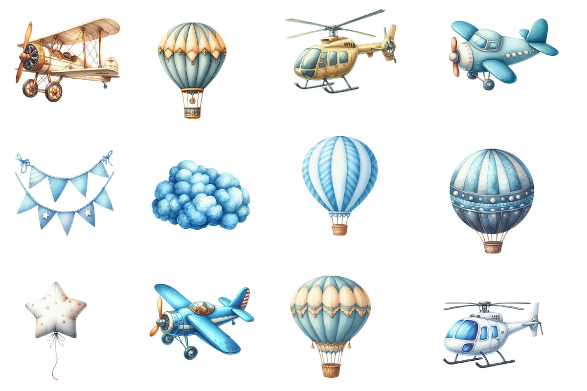 Air Transport Watercolor Clipart, an Illustration by Designworld (Photo 3 of 5)