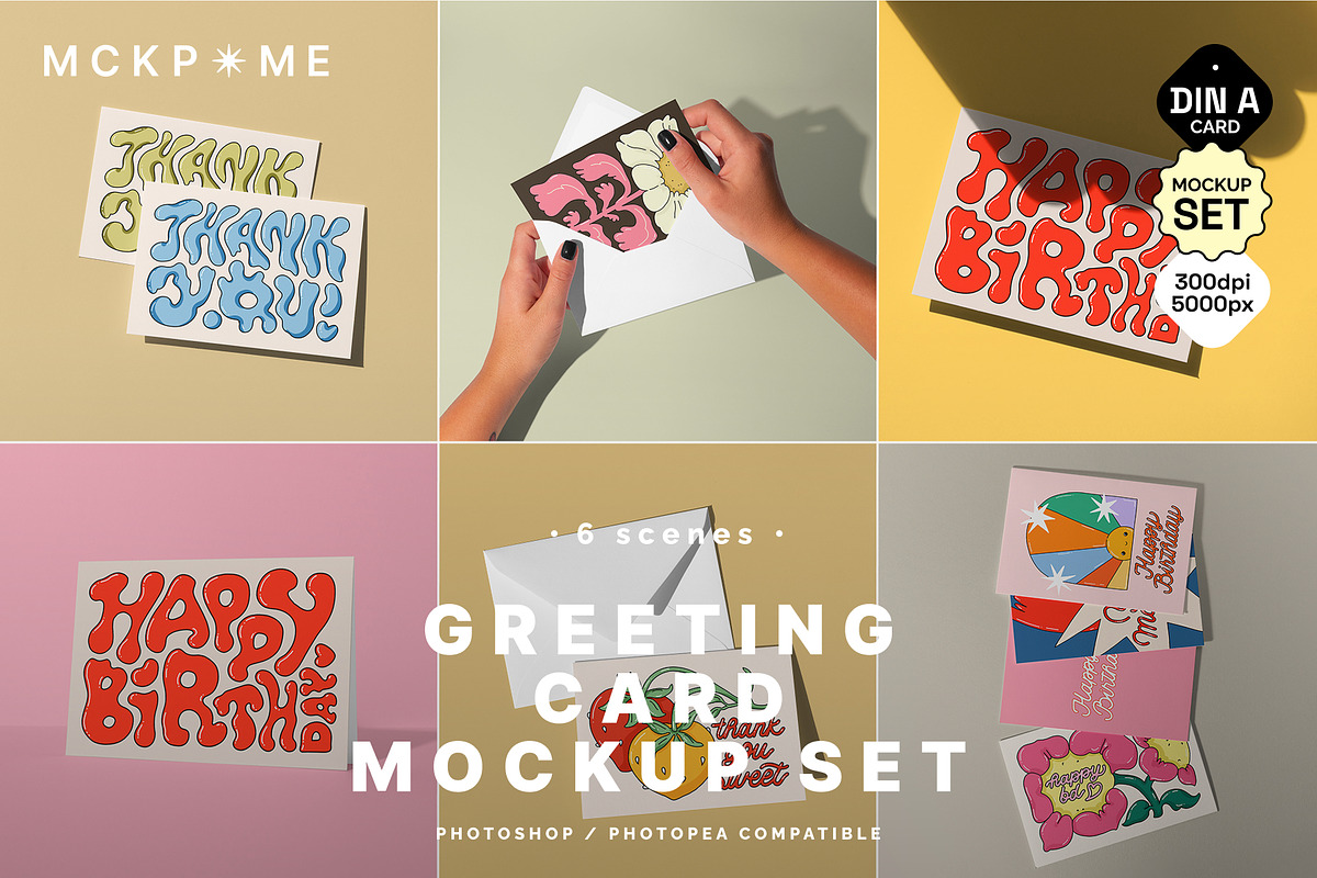 DIN A greeting card mockup set, an Advertising Mockup by MCKP*ME (Photo 1 of 7)