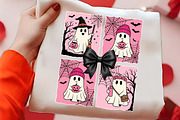 Four halloween ghosts in pink, a Seasonal Illustration by CrexoraLab (Thumbnail 2 of 4)