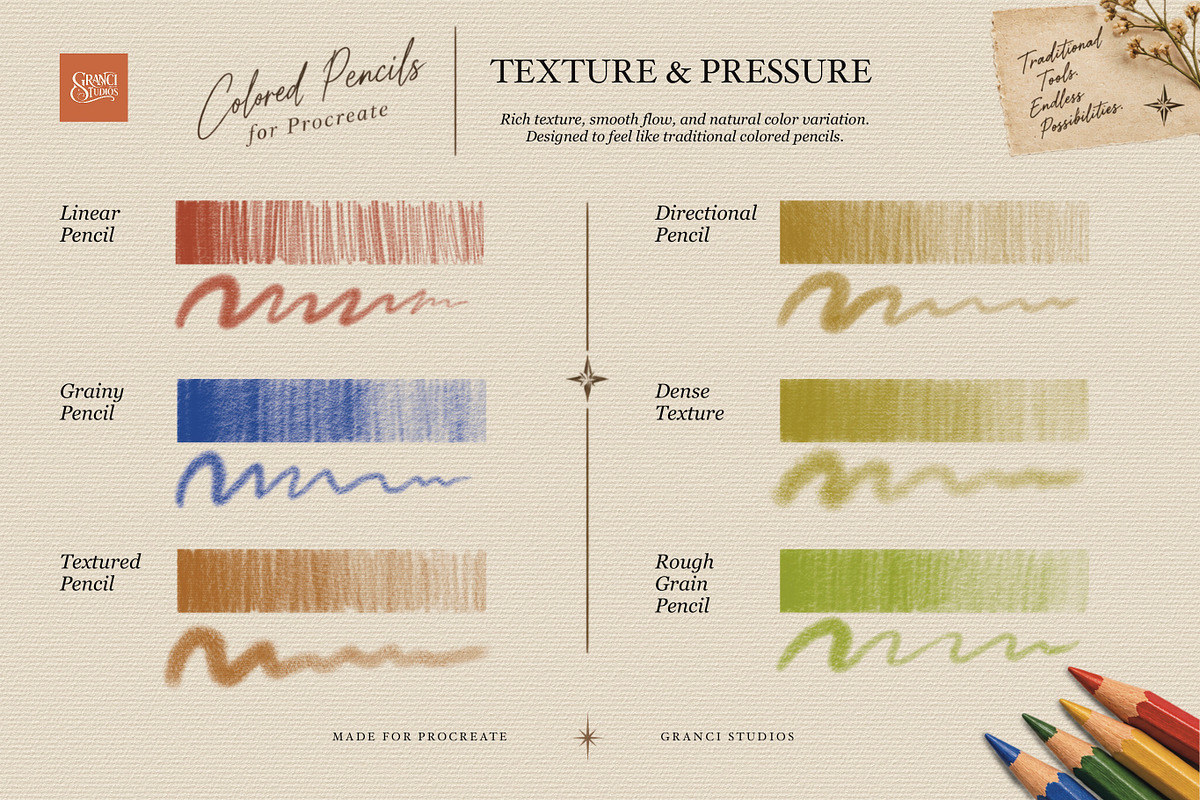 Colored Pencils Procreate Brushes, a Brush Add-On by GRANCI STUDIOS (Photo 2 of 6)