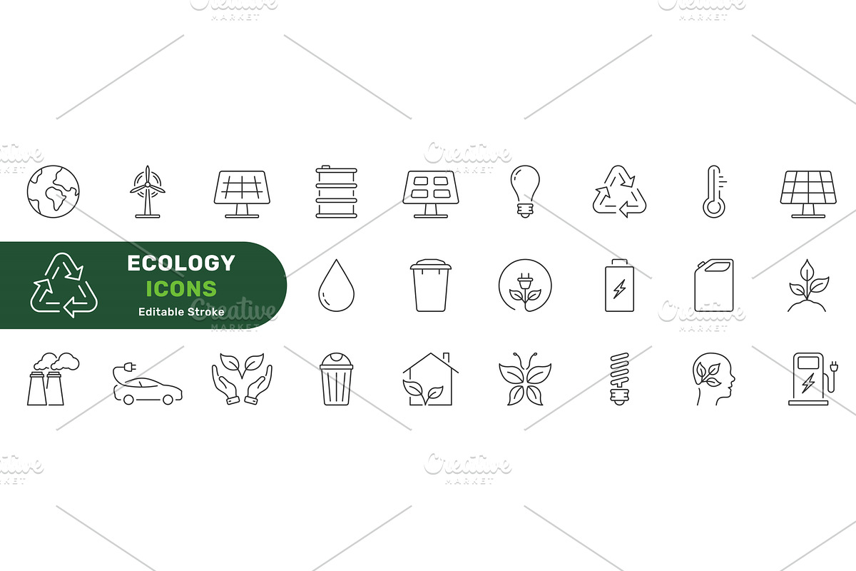 Environment Conservation Line Icons, an Object Illustration by Gentle Studio