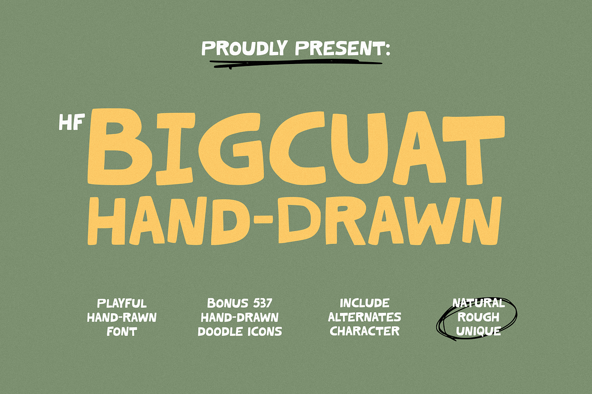 HF Bigcuat Bold, a Handwritten Font by 24Design Studios (Photo 1 of 11)