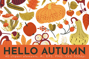 HELLO AUTUMN: clipart|border|pattern