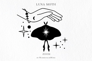 Celestial Luna Moth Vector Clip Art