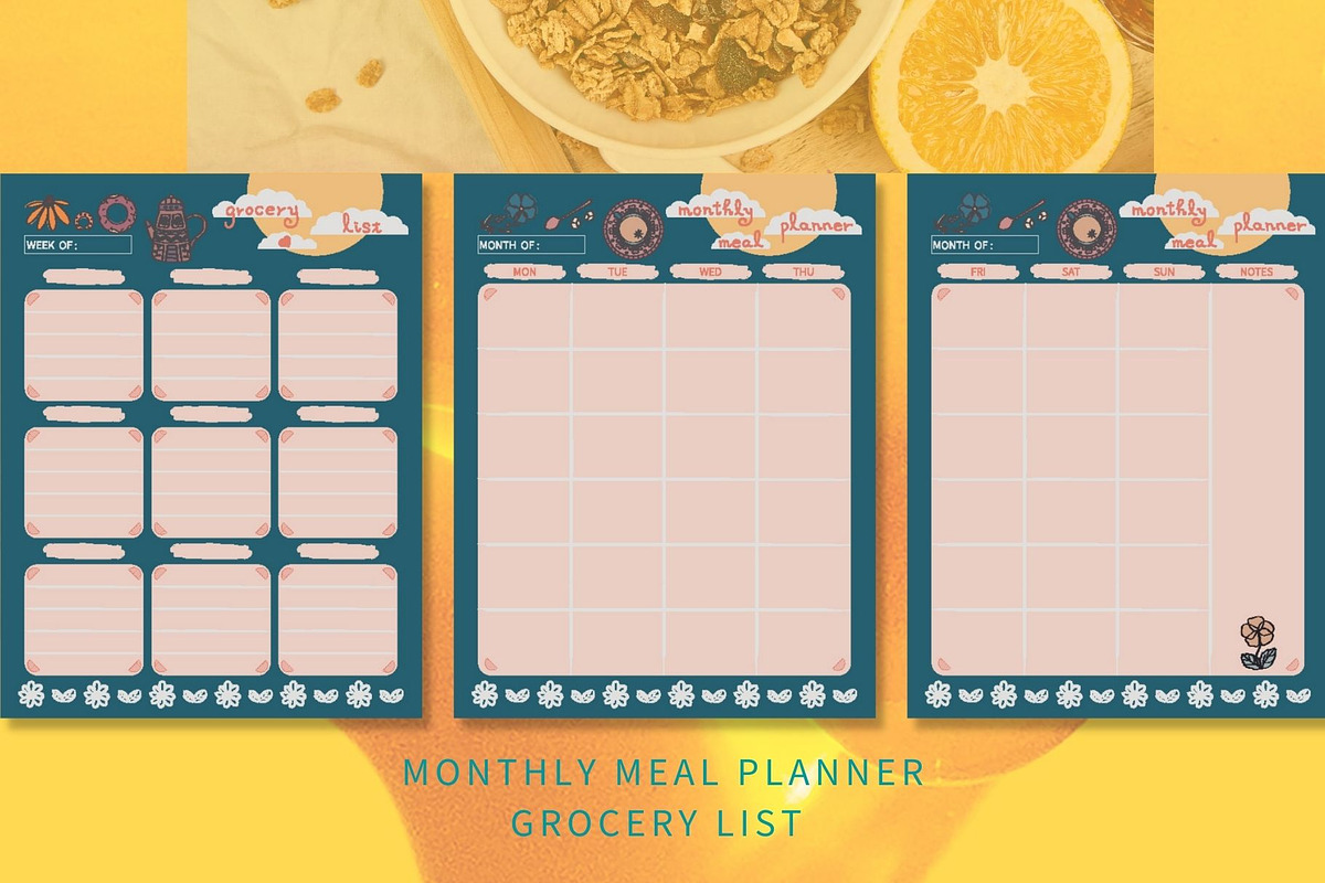 Meal & Grocery Planner Templates, a Stationery Template by Yiru Chen Studio (Photo 3 of 6)