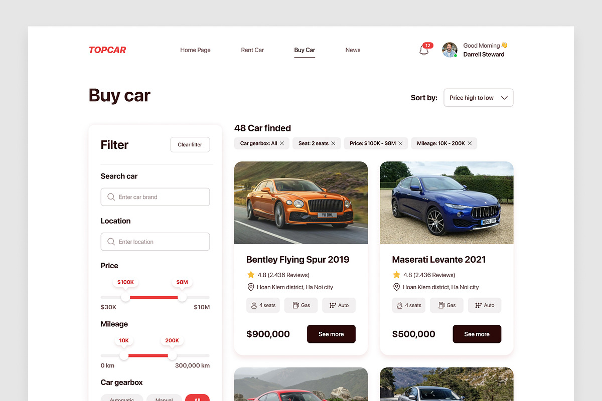 Topcar - Buy, sell and rent a car, an UI Kit Template by TruongHuy10 (Photo 3 of 5)