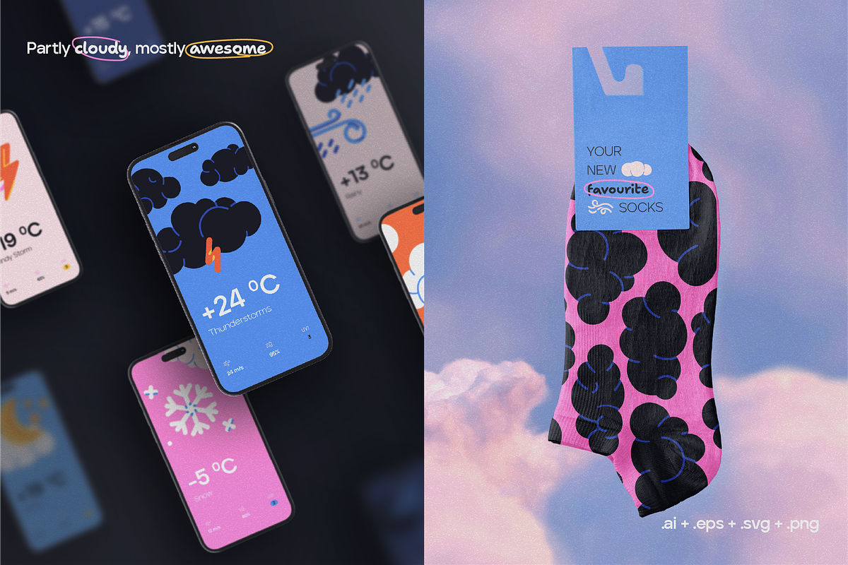 Clouds and weather vector set, an Object Illustration by My.Ordinarty (Photo 7 of 9)