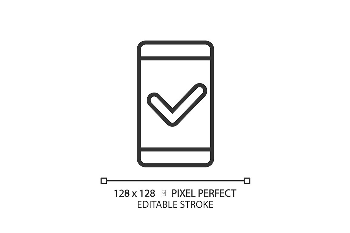 Mobile phone with check mark, an Icon by IMG Visuals