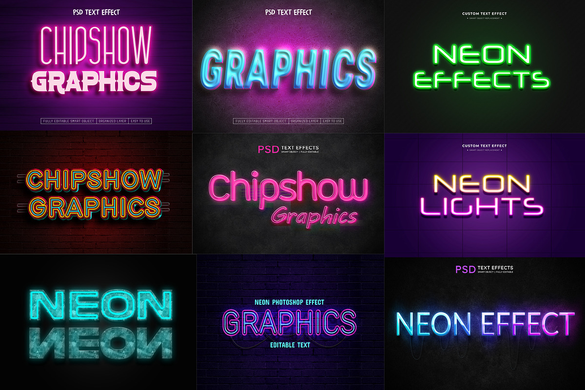 Neon Photoshop Text Effects bundle, an Action Add-On by Chipshpow Graphics (Photo 3 of 6)