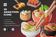 3D Asian Food Icon Set, a Food & Drink 3D Model by Flat Icons (Thumbnail 1 of 8)