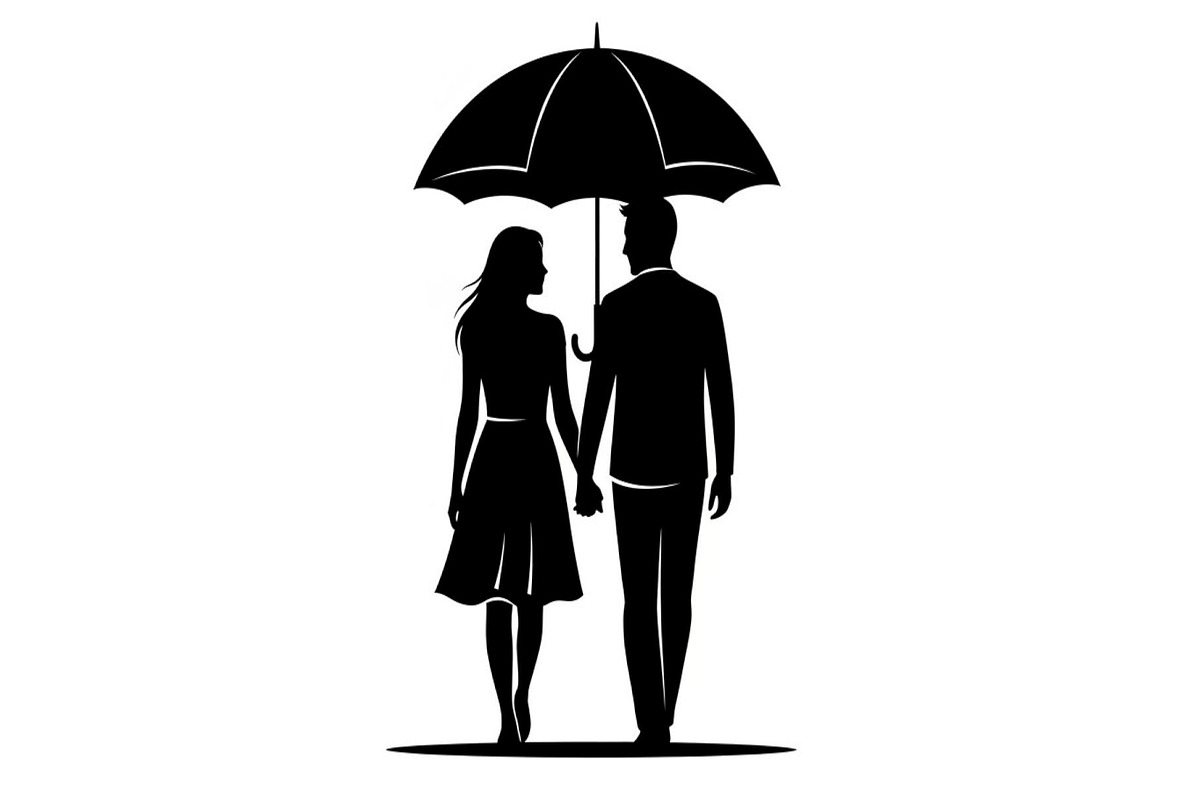 50 Couple Umbrella Silhouette Bundle, an Illustration by Designs_River (Photo 37 of 51)