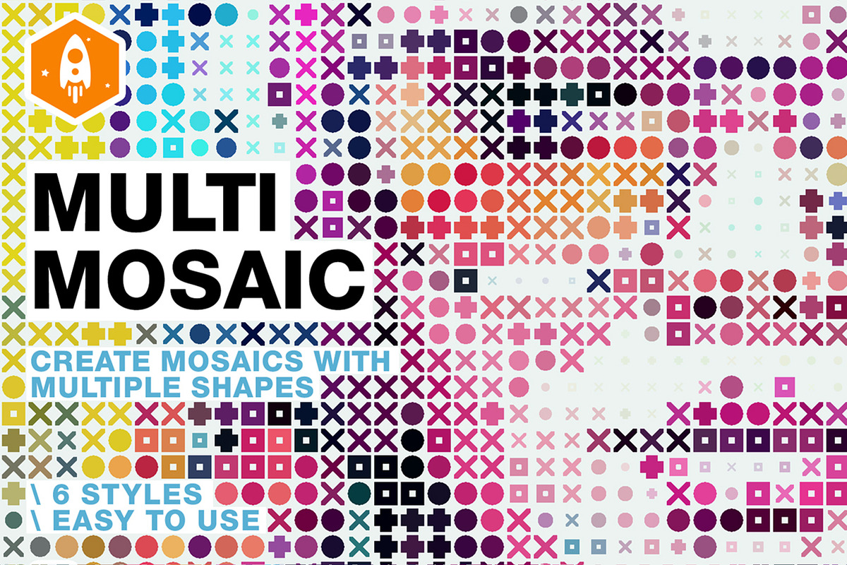 Multi Shape Mosaic Photoshop Action, an Action Add-On by DesignRocket (Photo 1 of 10)