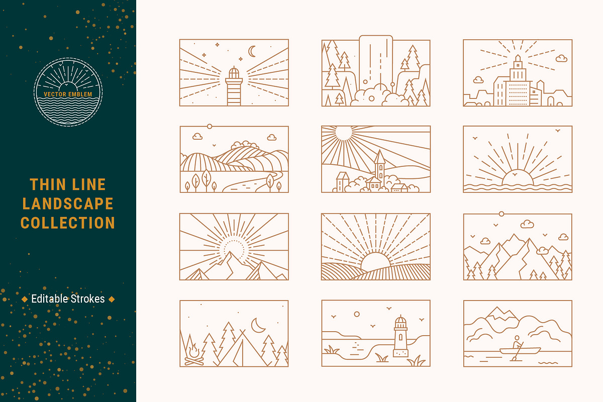 36 Linear Landscape Illustrations, a Person Illustration by Nuburu (Photo 3 of 11)