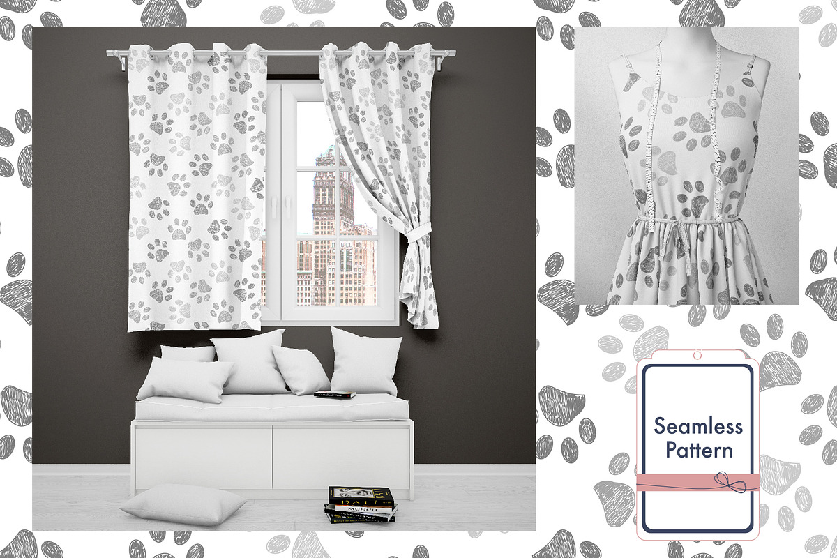 Paw print seamless pattern, a Pattern Graphic by gulsengunel (Photo 2 of 6)