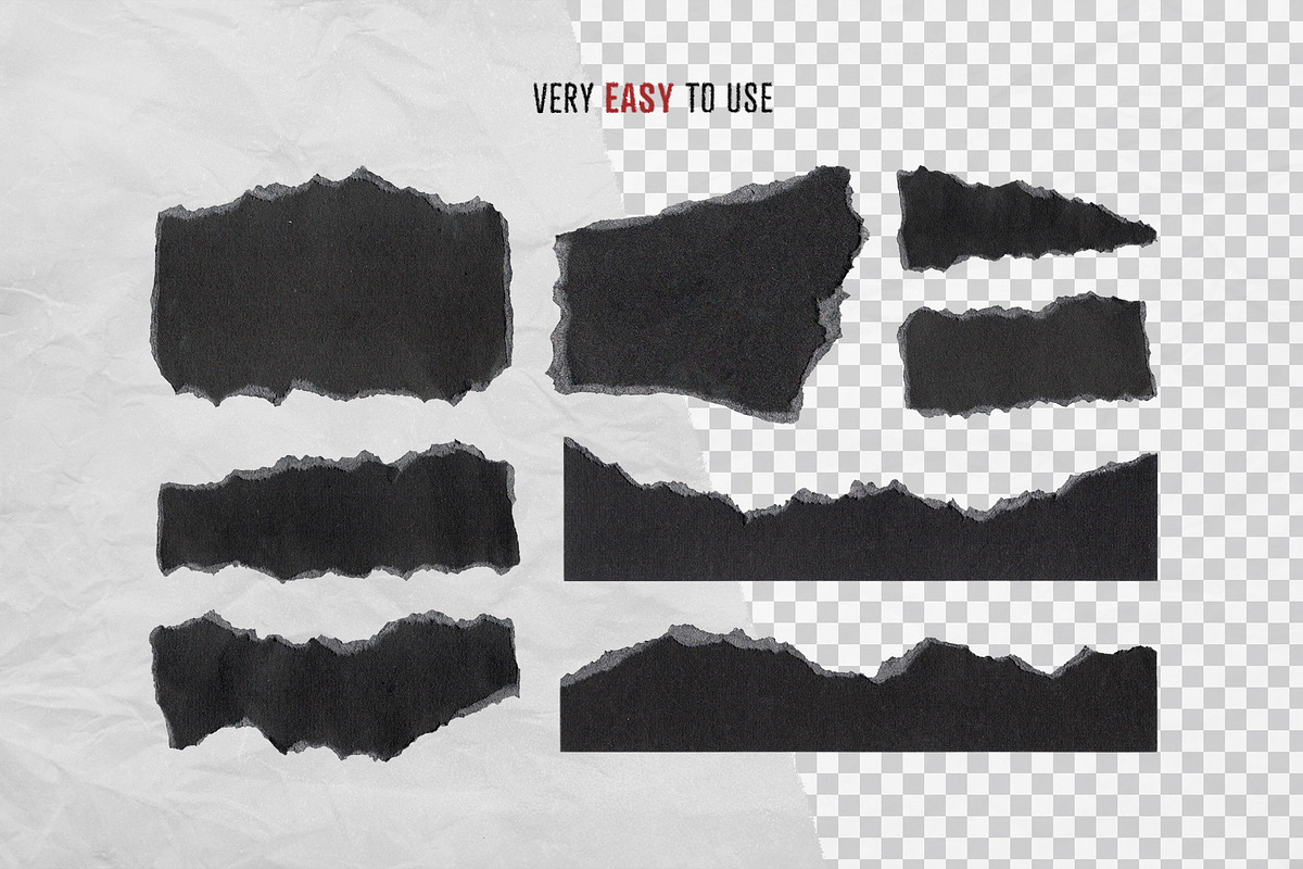 Black Torn Paper Texture Pack, a Texture Graphic by DesignerCandies (Photo 4 of 5)