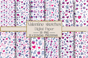 Valentine sketches pattern, an Illustration by DreamPrint404