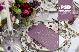 Wedding Menu Mockup Floral Table, a Product Mockup by McLittle Stock