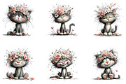 Floral Kitten Clipart, a Seasonal Illustration by CreationArt (Thumbnail 5 of 7)
