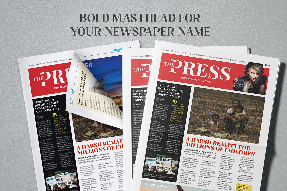 Newspaper Editorial Template-Modern News Layout preview 3