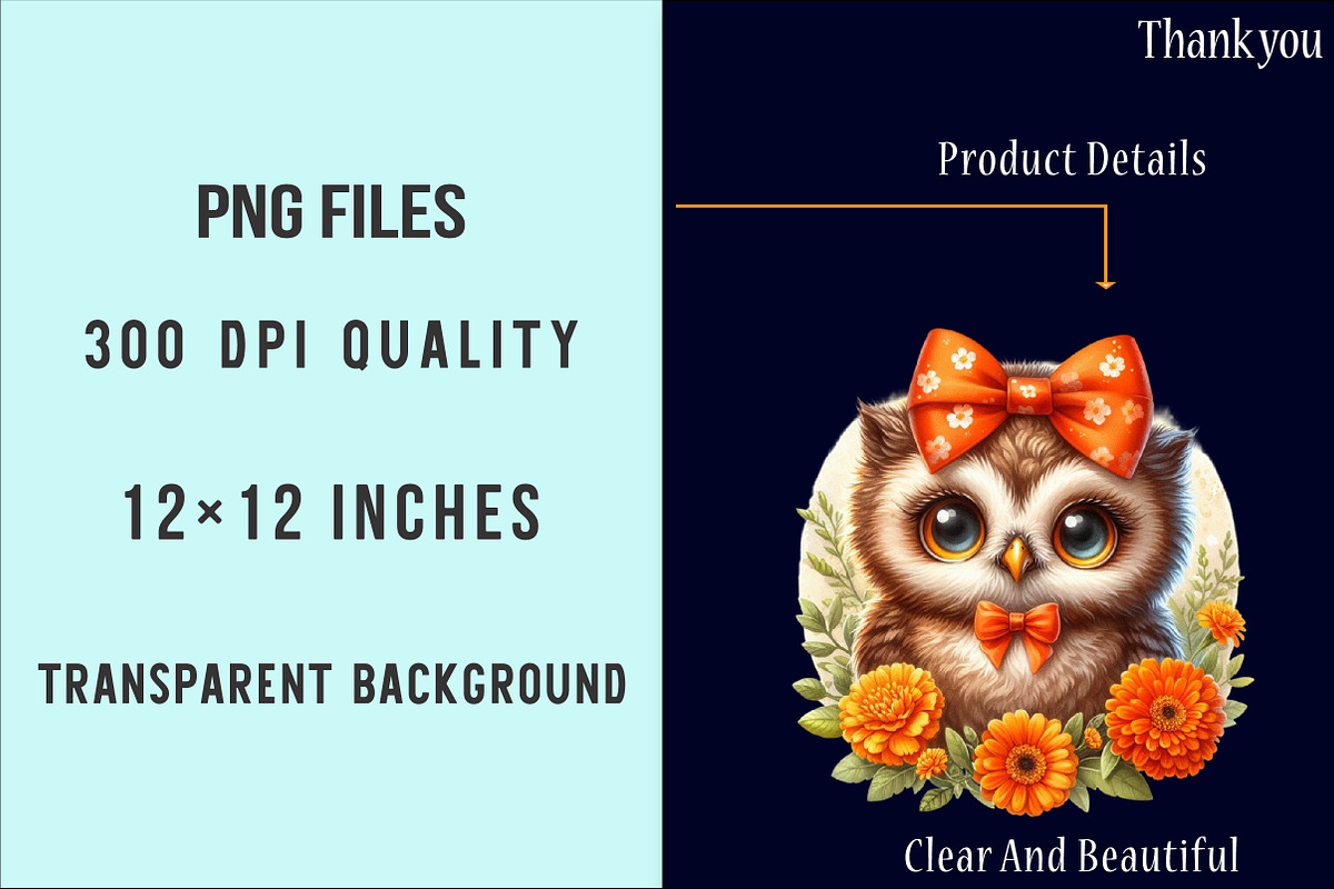 Watercolor Cute Baby Owl Clipart PNG, an Illustration by SinaCreation (Photo 6 of 7)