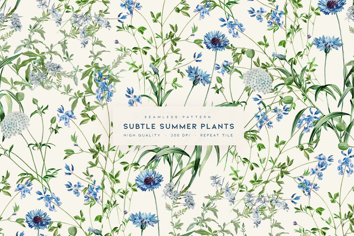 Subtle Summer Plants, a Pattern Graphic by MalyskaStudio