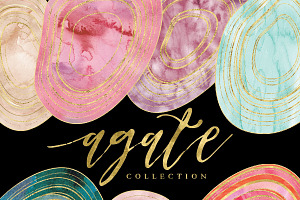 Watercolor AGATE Clipart - Gemstones