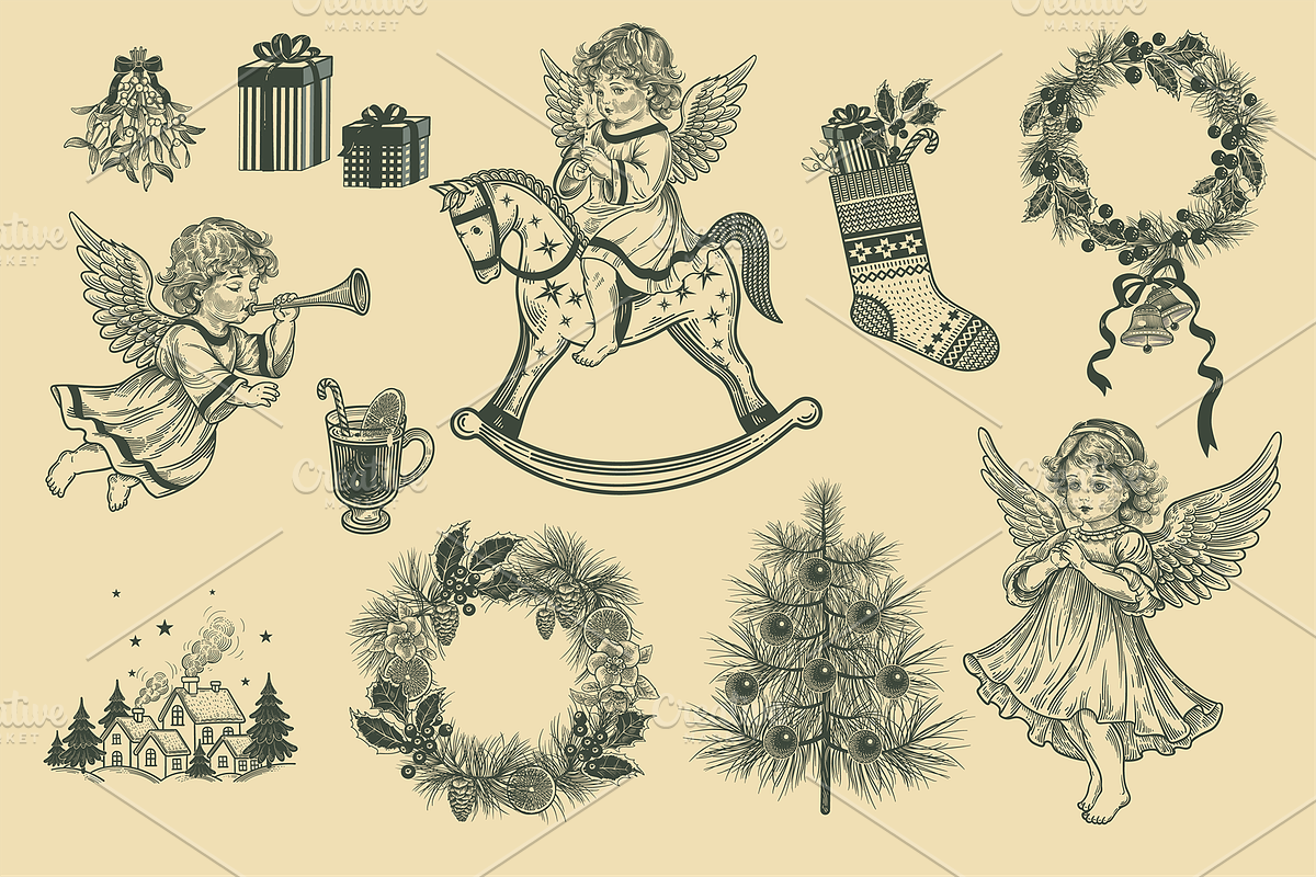 Hand-drawn Christmas illustrations, an Object Graphic by MarinaVorontsova (Photo 8 of 9)