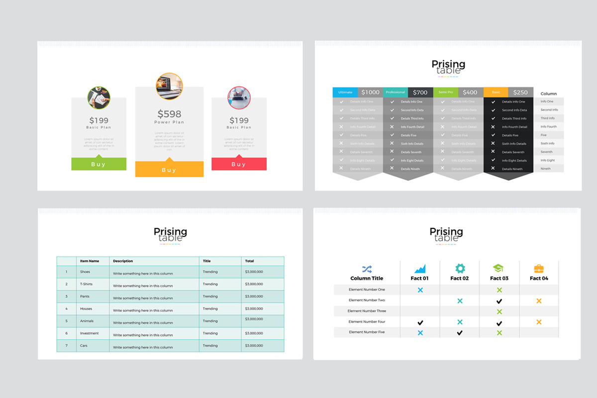 Pricing Table Presentation Template, a Presentation Template by ZAAS (Photo 5 of 11)