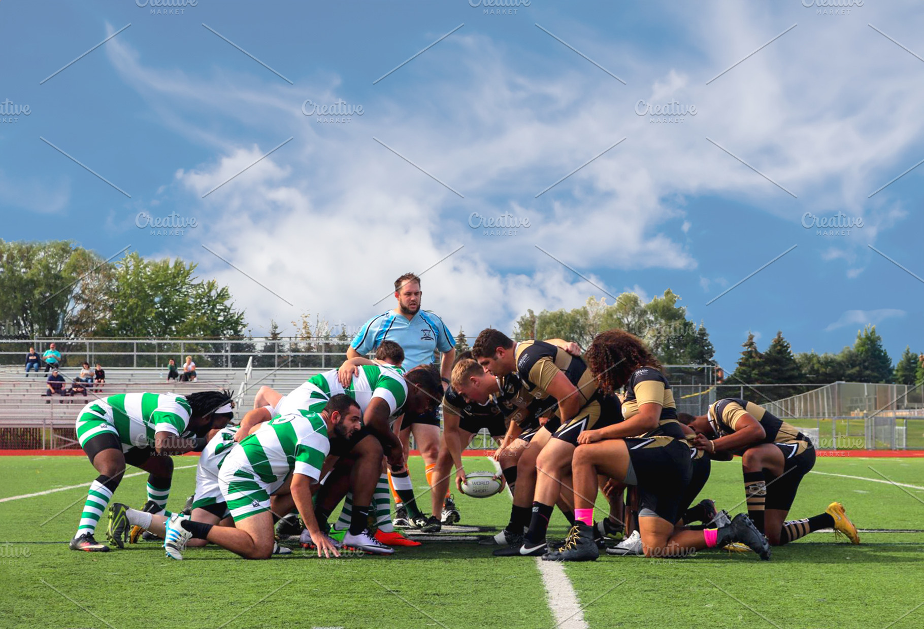 Rugby Players in Game Scrum, a Sports & Recreation Photo by Cordial Punch Press