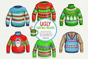 Ugly Christmas Sweater Clipart PNG, a Seasonal Illustration by SLS Lines (Thumbnail 1 of 7)