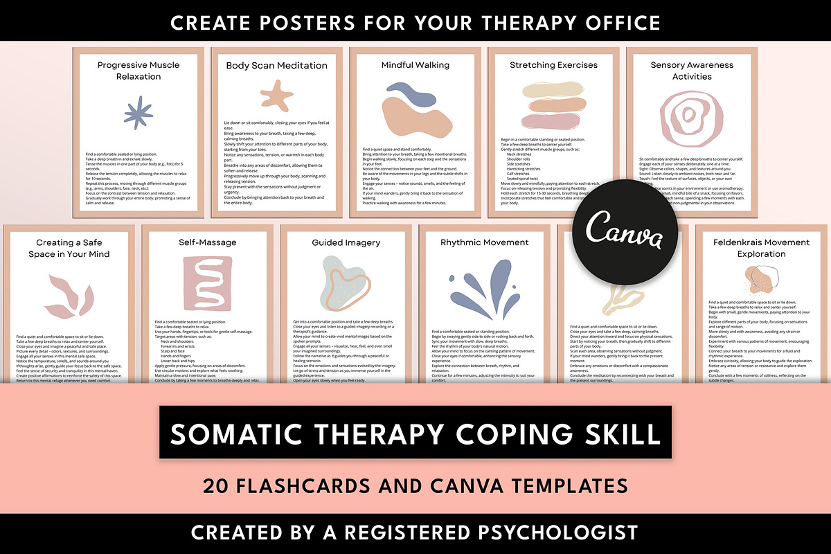 Somatic Therapy Canva Flashcards, a Templates & Theme by Miri Campbell (Photo 1 of 10)