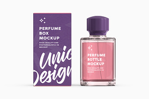 Perfume Bottle & Box Mockup