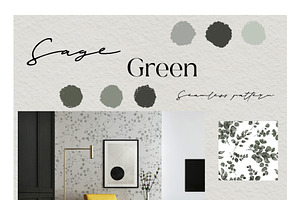 Sage Green. Watercolor Graphic