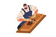 Workers, carpenters do woodwork set, a Work Illustration by Good Studio (Thumbnail 2 of 11)