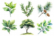 Green Trees and Leaves Clipart, an Illustration by Daily.Designs (Thumbnail 3 of 8)