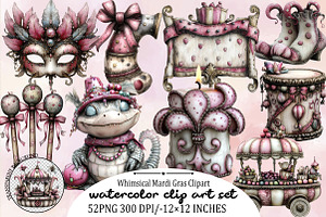 Whimsical Mardi Gras Clipart Bundle., an Illustration by SVGArt