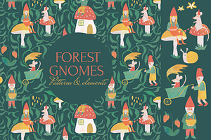 Forest cute gnomes patterns