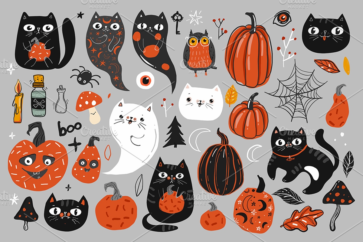 Set of Halloween cats, an Animal Illustration by Marysha Art (Photo 2 of 2)