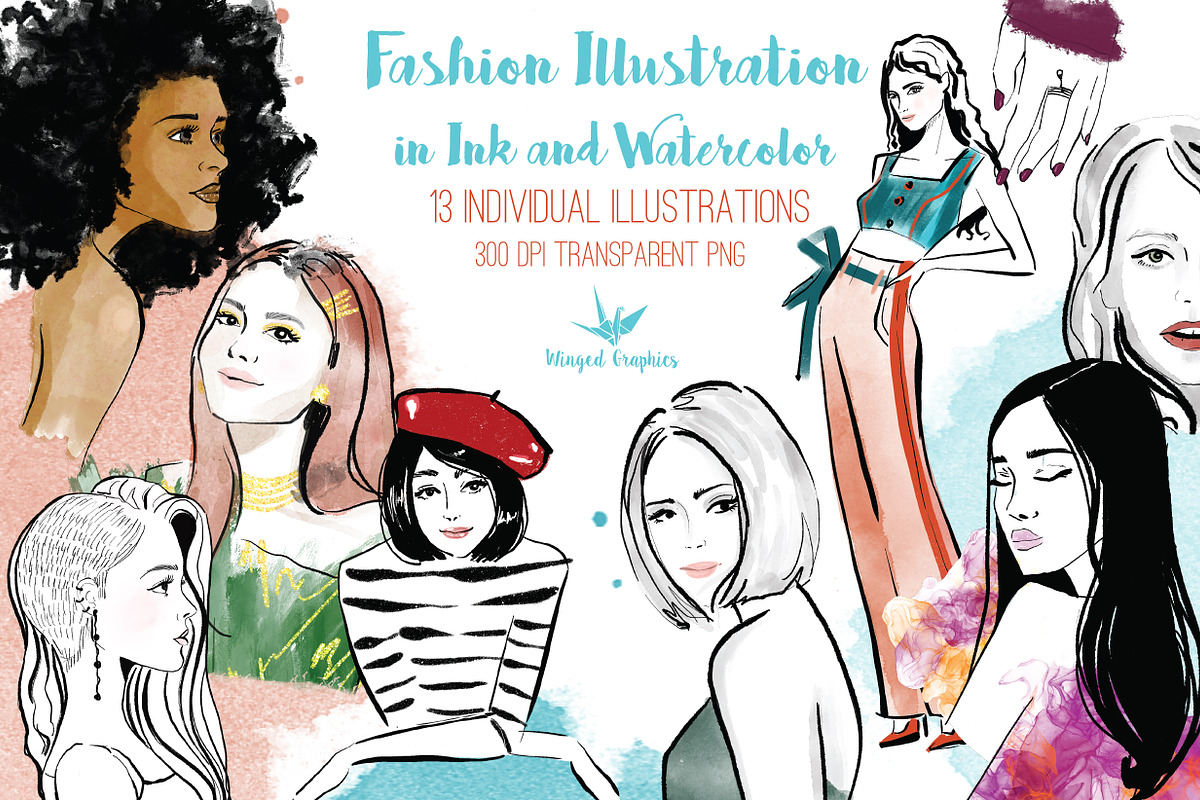 Fashion illustration ink watercolor, a Person Illustration by Winged Graphics (Photo 1 of 5)