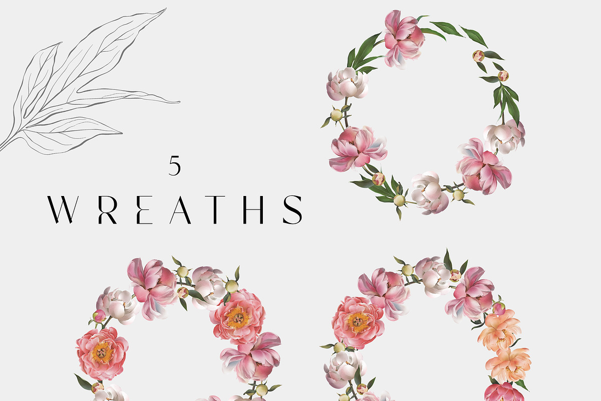 Peony watercolor clipart & patterns, a Decorative Illustration by Diana Askarova Art (Photo 4 of 11)