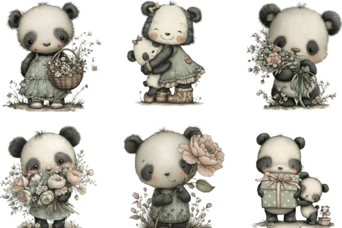 Mothers Day Funny Panda Clipart, an Illustration by Designking (Photo 4 of 5)
