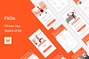 FitOn Fitness Sketch App, an UI Kit Template by themelove (Thumbnail 1 of 9)