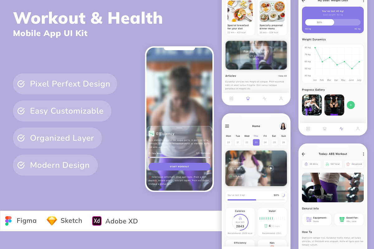 Workout & Health Mobile App UI Kit, an UI Kit Template by Betush